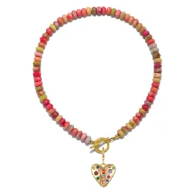 Petite Mosaic Gem Heart Charm Necklace Petite Mosaic Gem Heart Charm Necklace