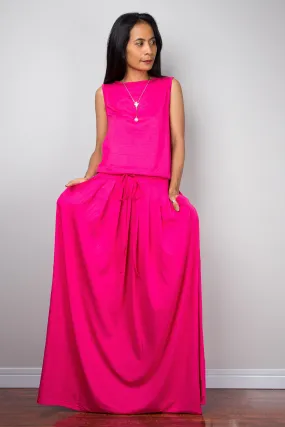 Pink Dress -  Sleeveless maxi dress : Autumn Thrills Collection No.9s Pink Dress -  Sleeveless maxi dress : Autumn Thrills Collection No.9s