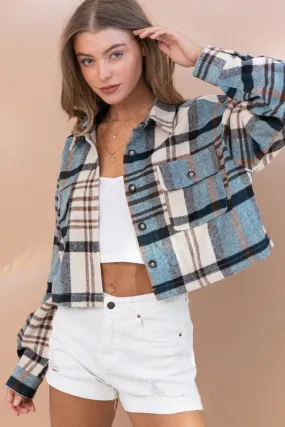 Plaid Crop Shirt Jacket Plaid Crop Shirt Jacket