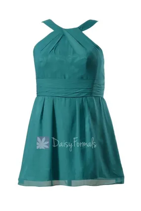 Plus Size Chiffon Bridesmaid Dress Knee Length Pine Green Bridal Party Dress(BM131230) Plus Size Chiffon Bridesmaid Dress Knee Length Pine Green Bridal Party Dress(BM131230)