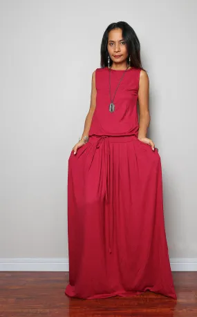 Plus size dress - Wine Red Maxi Dress -  Sleeveless  red dress : Autumn Thrills Collection No.9   (New Arrival) Plus size dress - Wine Red Maxi Dress -  Sleeveless  red dress : Autumn Thrills Collection No.9   (New Arrival)