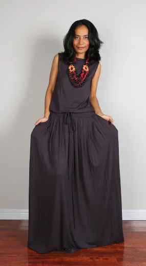 PLUS SIZE Maxi Dress -  Sleeveless Dark Grey dress : Autumn Thrills Collection No.9 PLUS SIZE Maxi Dress -  Sleeveless Dark Grey dress : Autumn Thrills Collection No.9