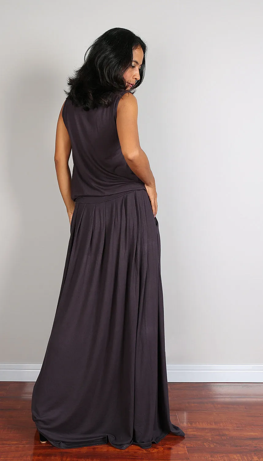 PLUS SIZE Maxi Dress -  Sleeveless Dark Grey dress : Autumn Thrills Collection No.9