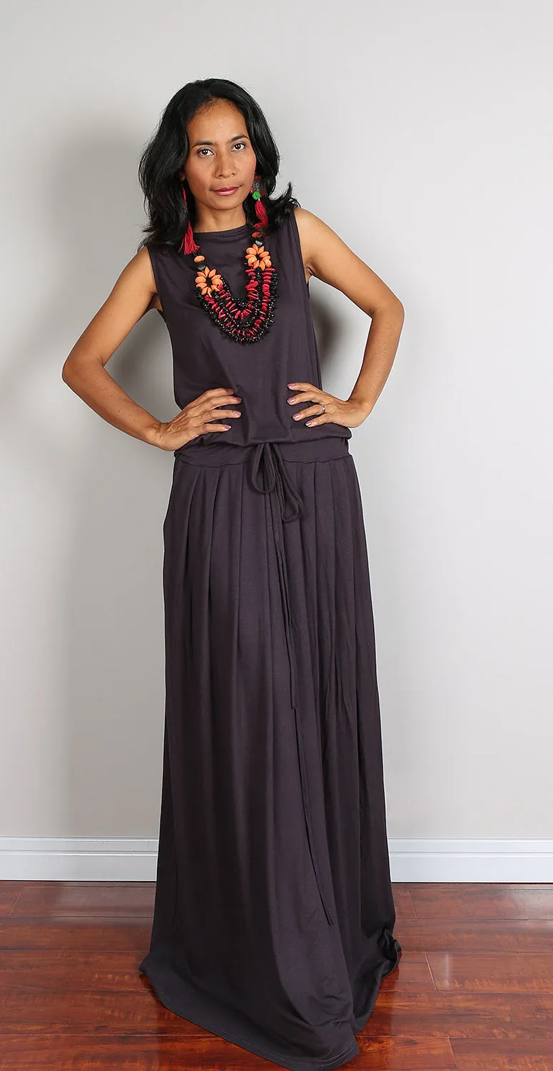 PLUS SIZE Maxi Dress -  Sleeveless Dark Grey dress : Autumn Thrills Collection No.9