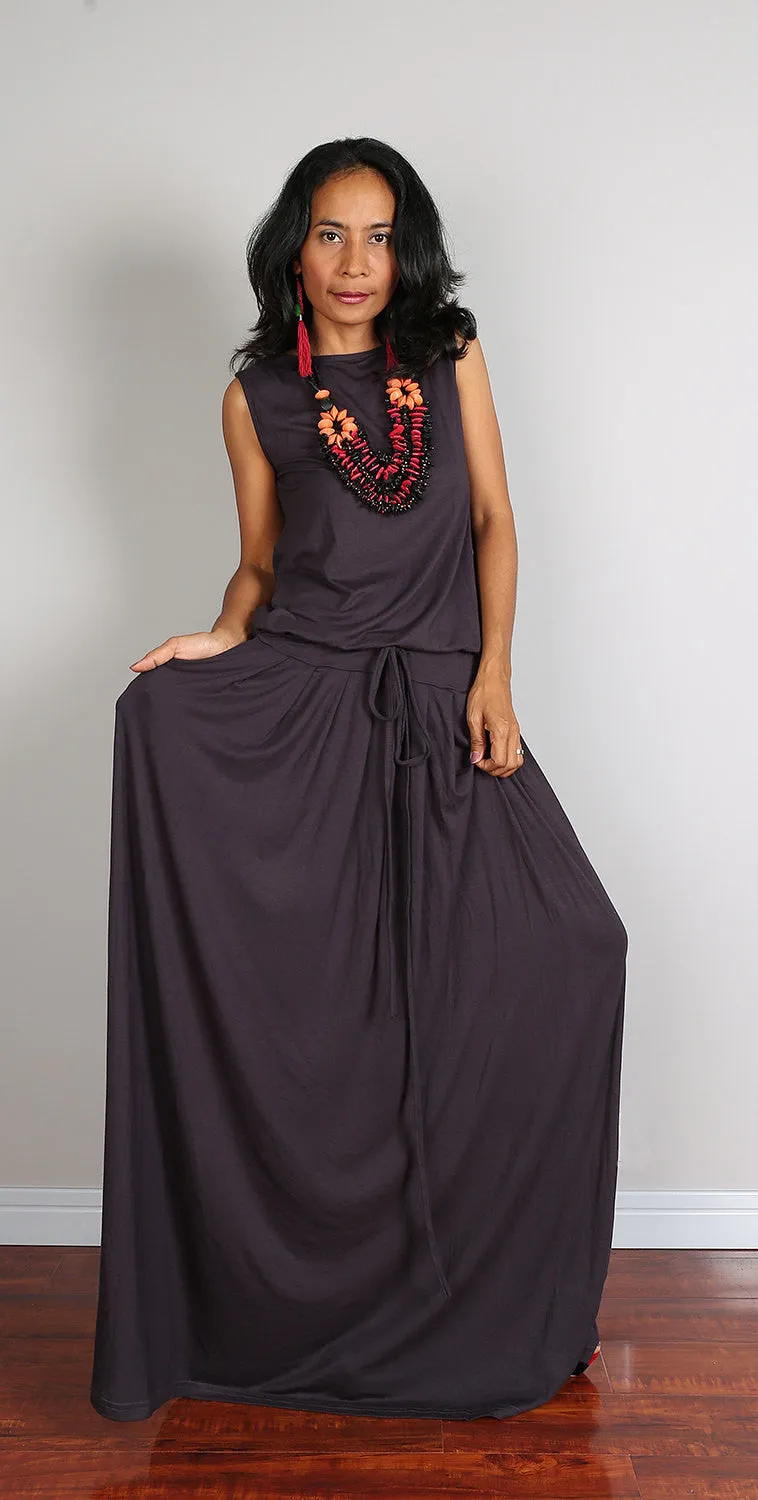 PLUS SIZE Maxi Dress -  Sleeveless Dark Grey dress : Autumn Thrills Collection No.9