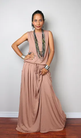 PLUS SIZE Maxi Dress -  Sleeveless Nude/light brown dress : Autumn Thrills Collection No.9 PLUS SIZE Maxi Dress -  Sleeveless Nude/light brown dress : Autumn Thrills Collection No.9