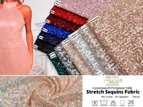 Premium All Over Sequins Mesh Stretch Fabric, cocktail/party dress  - 6591 Premium All Over Sequins Mesh Stretch Fabric, cocktail/party dress  - 6591
