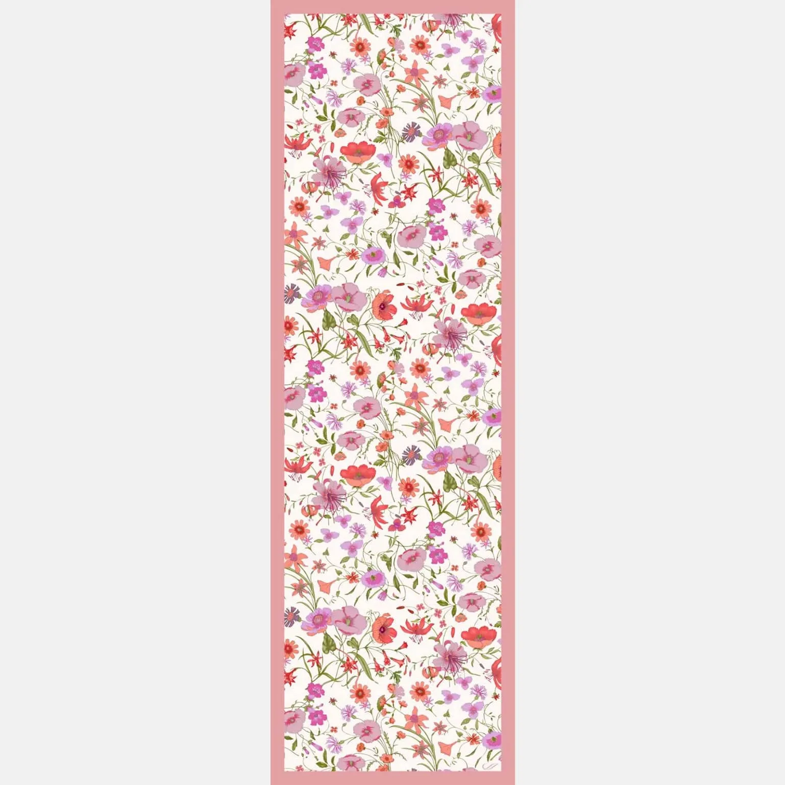 Primavera - Long Satin Silk Scarf - Pink