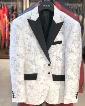 Prom Blazer - Floral White & Silver - prom - Jacket Prom Blazer - Floral White & Silver - prom - Jacket