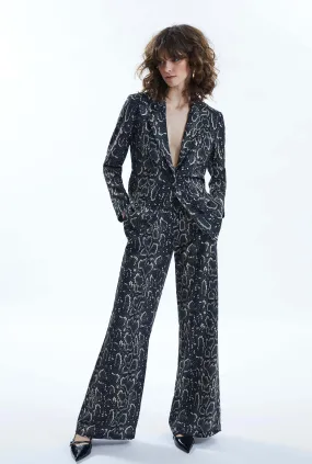 Python Print Blazer Black-Beige Python Print Blazer Black-Beige