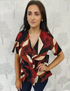 Raina Red Peplum Short Sleeve Blouse Raina Red Peplum Short Sleeve Blouse