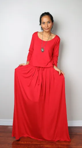 Red Dress -  Long Sleeved Red Maxi dress : Autumn Thrills Collection No.1s  (Best Seller) Red Dress -  Long Sleeved Red Maxi dress : Autumn Thrills Collection No.1s  (Best Seller)