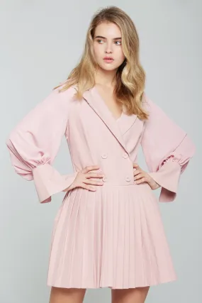 Rose Pink Sleeves Pleated Blazer Dress Rose Pink Sleeves Pleated Blazer Dress