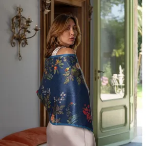 Sara - Long Satin Silk Scarf - Blue Sara - Long Satin Silk Scarf - Blue