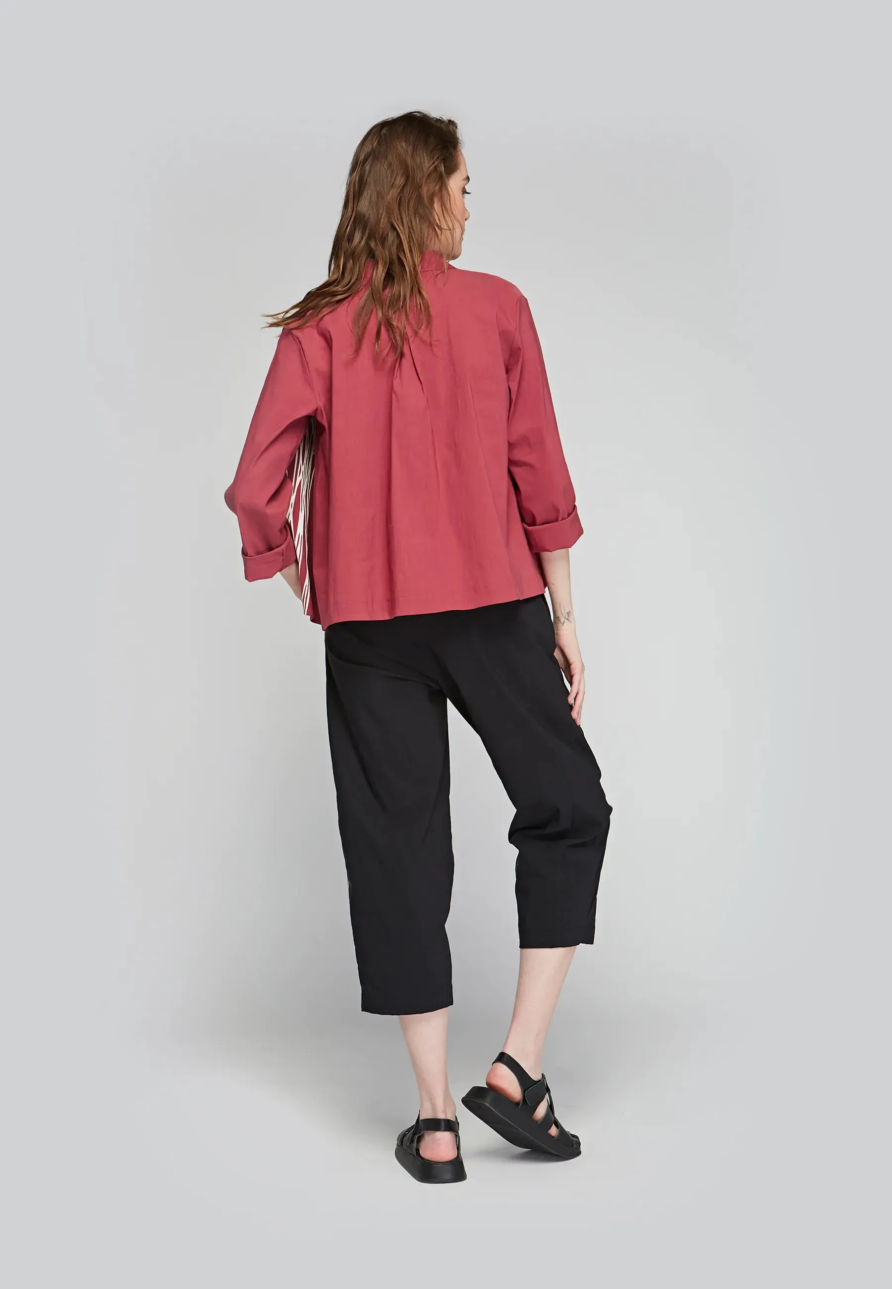 SERAPHINA Printed, stretch linen & cotton blended jacket