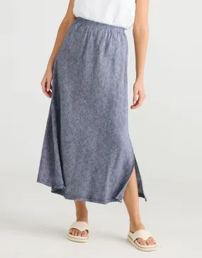 Sicily Linen Skirt - Navy Fleck Sicily Linen Skirt - Navy Fleck