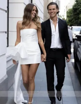 Simple Boat Collar Satin Ruched Mini Prom Dress Simple Boat Collar Satin Ruched Mini Prom Dress