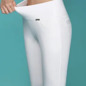 Skinny Pencil Pants in High-Waisted Fit with Calf-Length Design & Elastic Waist Skinny Pencil Pants in High-Waisted Fit with Calf-Length Design & Elastic Waist