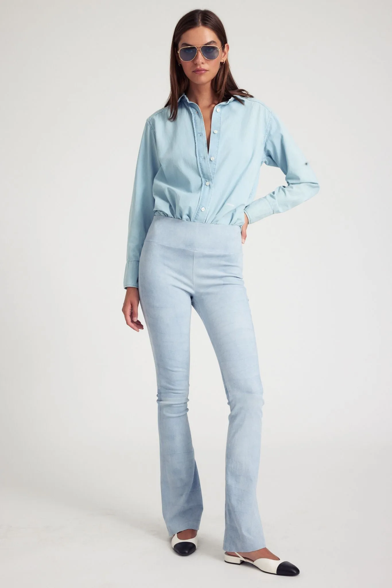 Sky Suede Micro Flare Pants