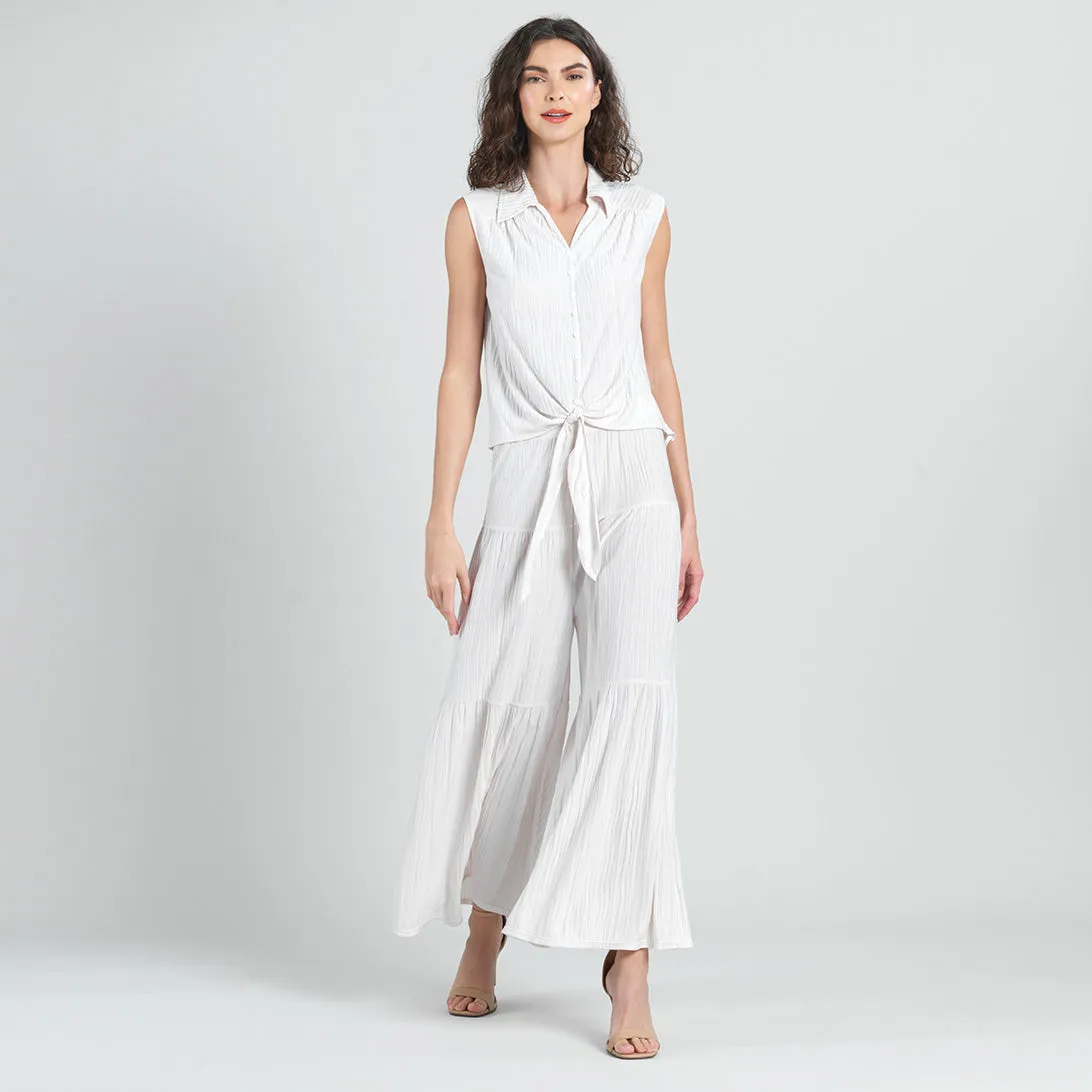 Soft Pleat Knit - Tiered Skirt-Pant - Ivory