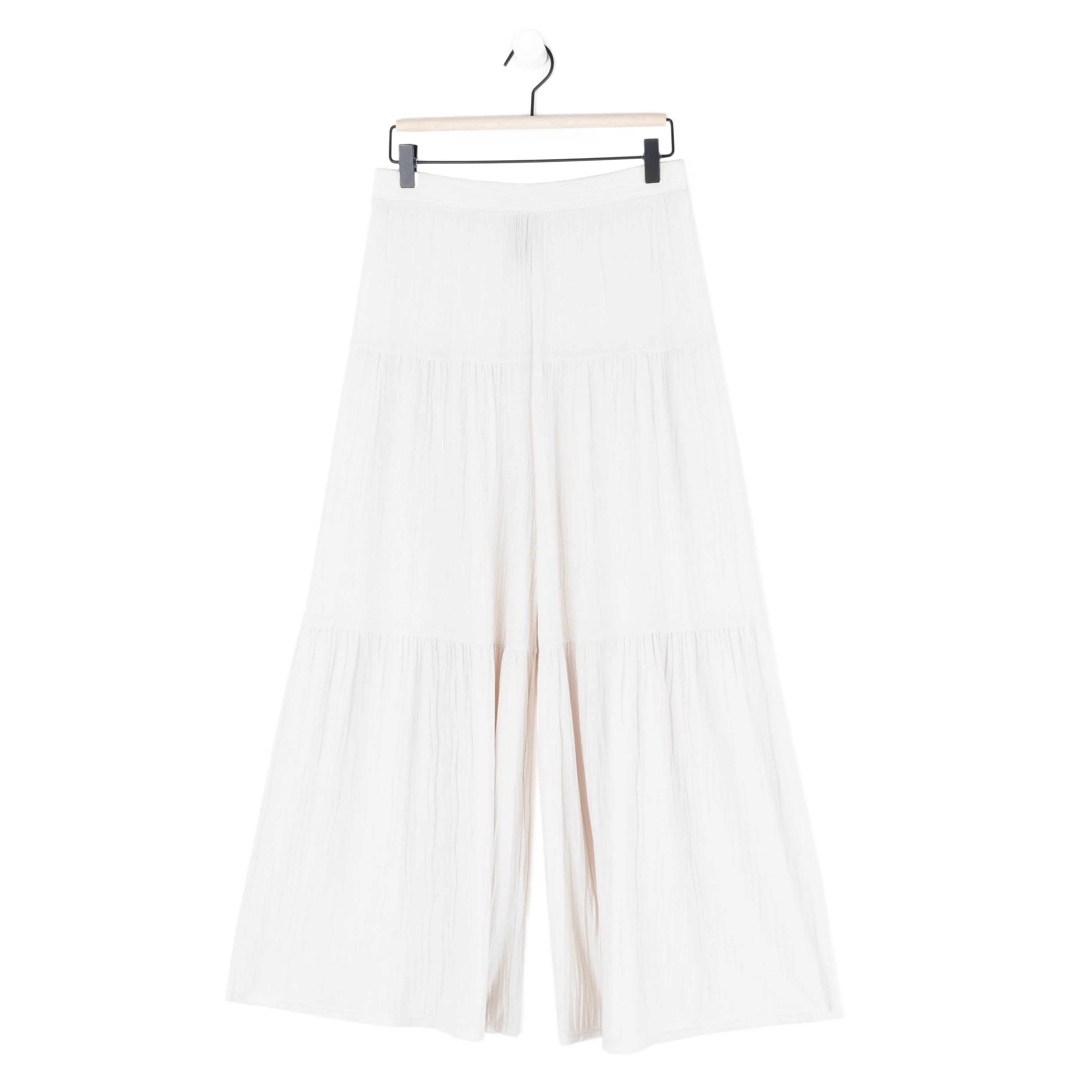 Soft Pleat Knit - Tiered Skirt-Pant - Ivory