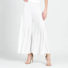 Soft Pleat Knit - Tiered Skirt-Pant - Ivory Soft Pleat Knit - Tiered Skirt-Pant - Ivory