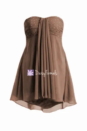 Stunning Brown Party Dress Beading Cocktail Dress High-low Evening Party Dress (Ritta) Stunning Brown Party Dress Beading Cocktail Dress High-low Evening Party Dress (Ritta)