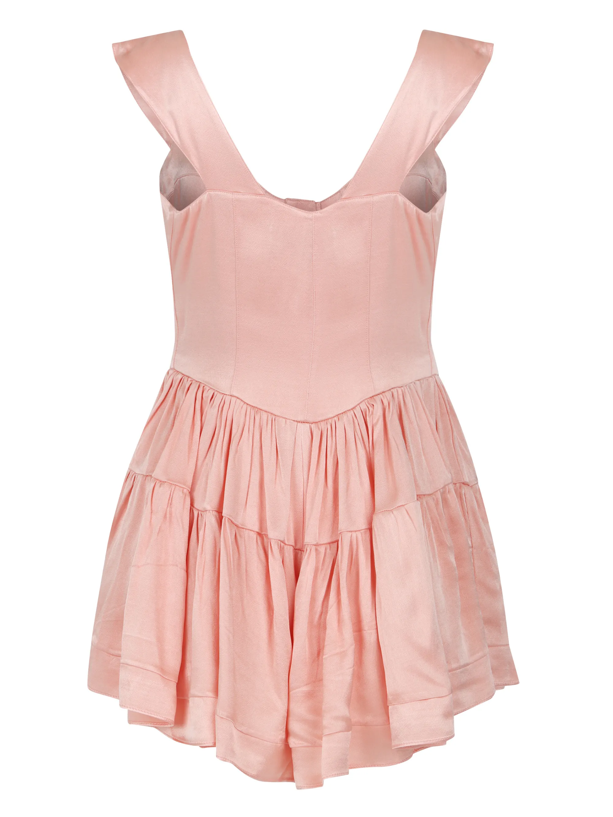 The Elisabeth Romper Dress - Baby Pink Satin