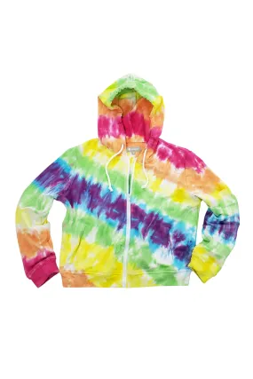 Tie Dye French Terry Zip Up Hoodie In Rainbow Tie Dye French Terry Zip Up Hoodie In Rainbow