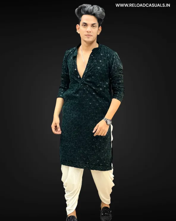 Velvet Chikankari Kurta
