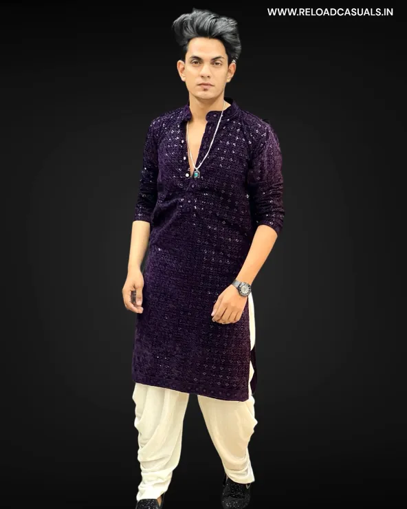 Velvet Chikankari Kurta