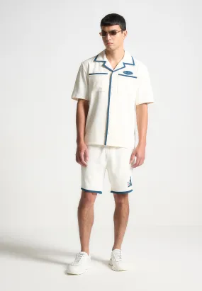 Velvet Eiffel Shorts - Cream/Blue Velvet Eiffel Shorts - Cream/Blue