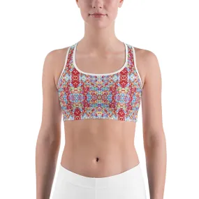 White Rainbow Kaleidoscope Sports Bra for women, Workout Bra, Athletic Bras White Rainbow Kaleidoscope Sports Bra for women, Workout Bra, Athletic Bras