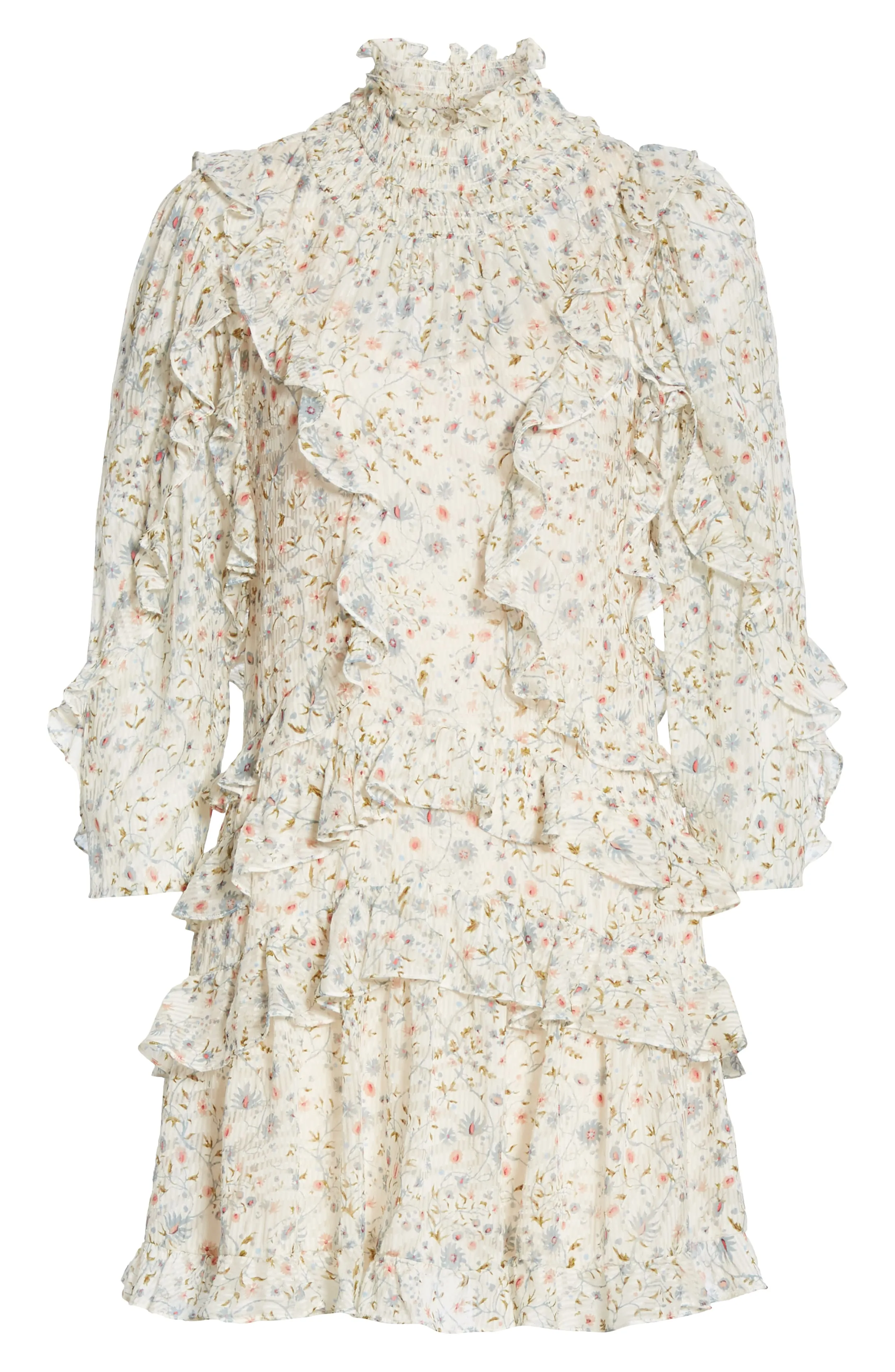White Viviana Ruffled Floral Mini Dress