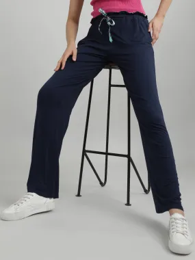 Women Blue Floral Drawstring Lounge Pants Women Blue Floral Drawstring Lounge Pants
