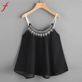 Women Chiffon Camis   Sleeveless Vest Crop Top Women Chiffon Camis   Sleeveless Vest Crop Top