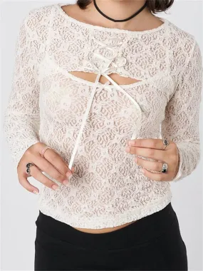 Women Sleeveless Strap Lace Mesh Round Neck See Through Mini Vest With Long Sleeve Tie-up Shrugs 2024 Crop Top Women Sleeveless Strap Lace Mesh Round Neck See Through Mini Vest With Long Sleeve Tie-up Shrugs 2024 Crop Top