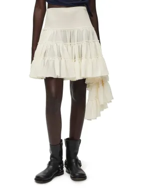 Women’s Asymmetric Ruffle Tiered Mini Skirt in Cream Women’s Asymmetric Ruffle Tiered Mini Skirt in Cream