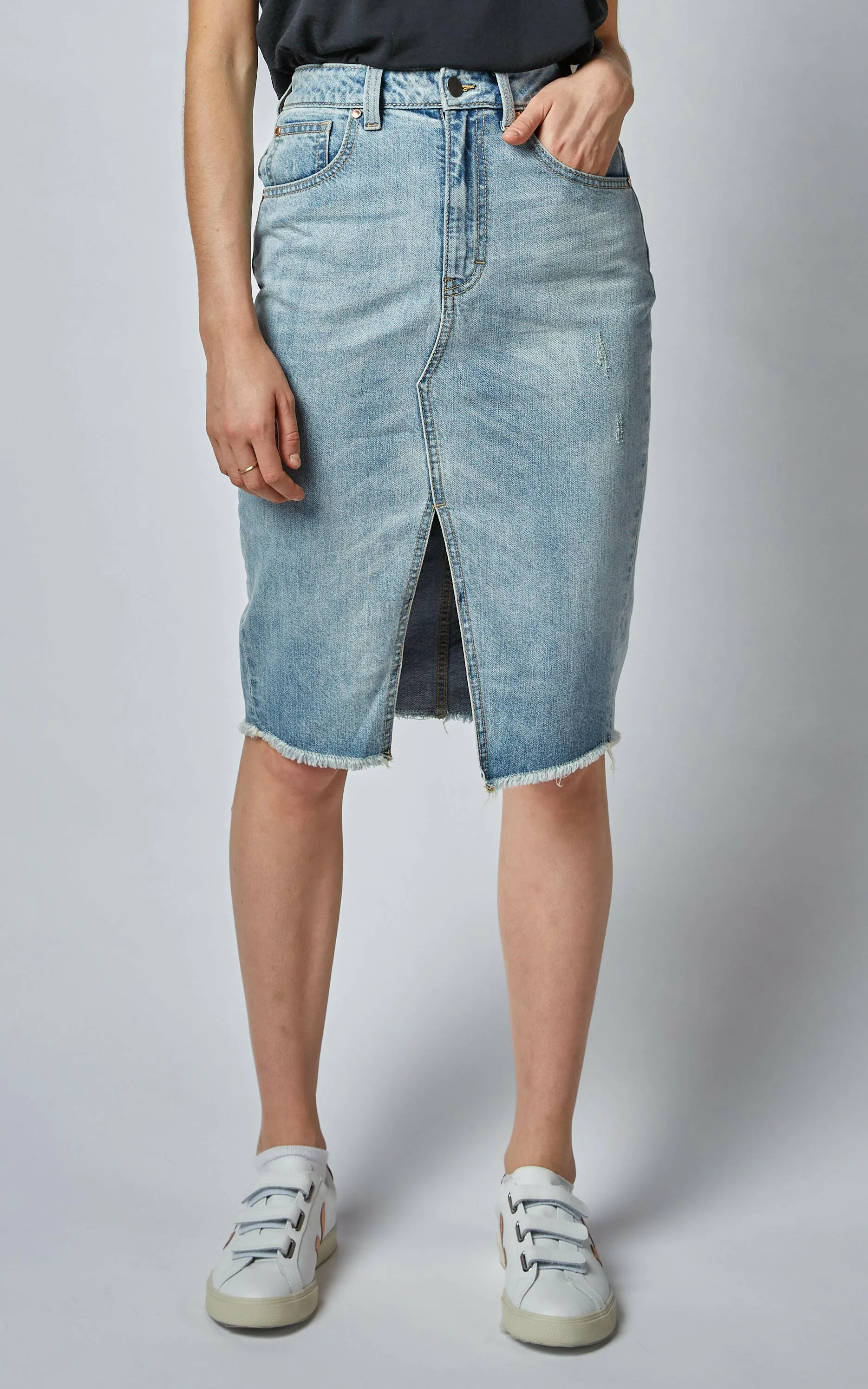 Worn High Waisted Revival Denim Skirt