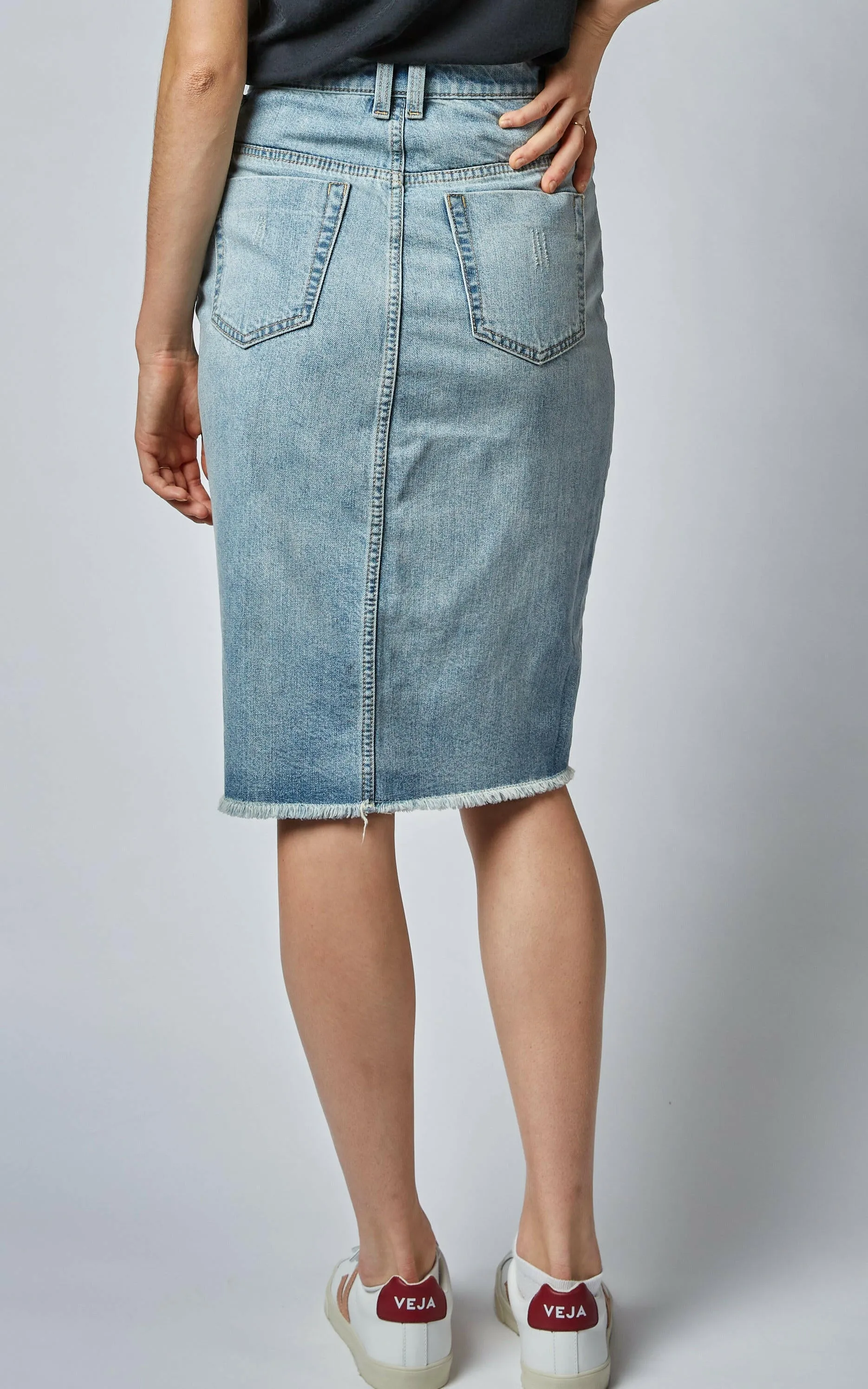 Worn High Waisted Revival Denim Skirt