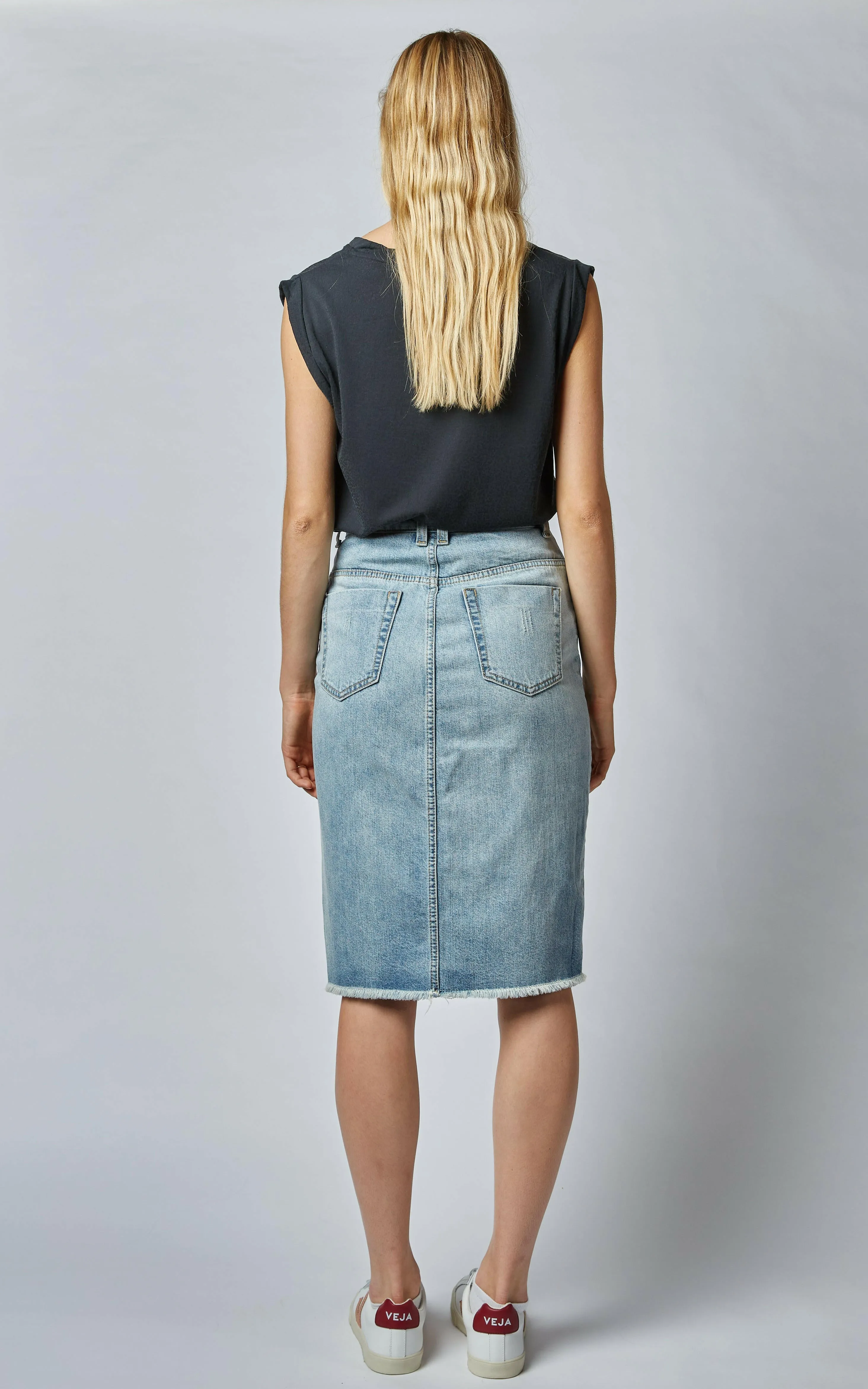 Worn High Waisted Revival Denim Skirt